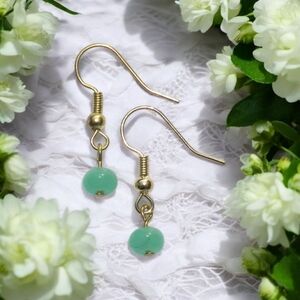 Mint Green Glass Bead Earrings